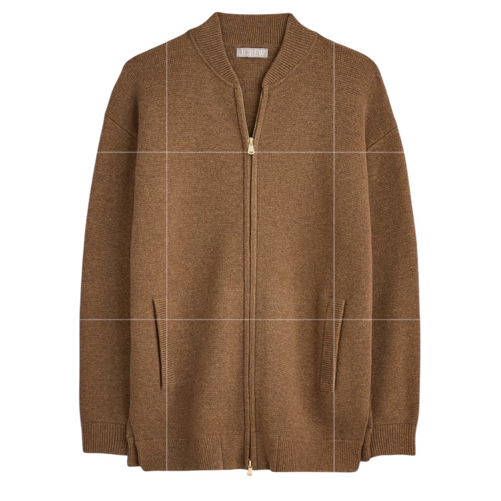 New J. Crew Full-Zip Flight Sweater-Jacket Heather Rich Camel Size Medium